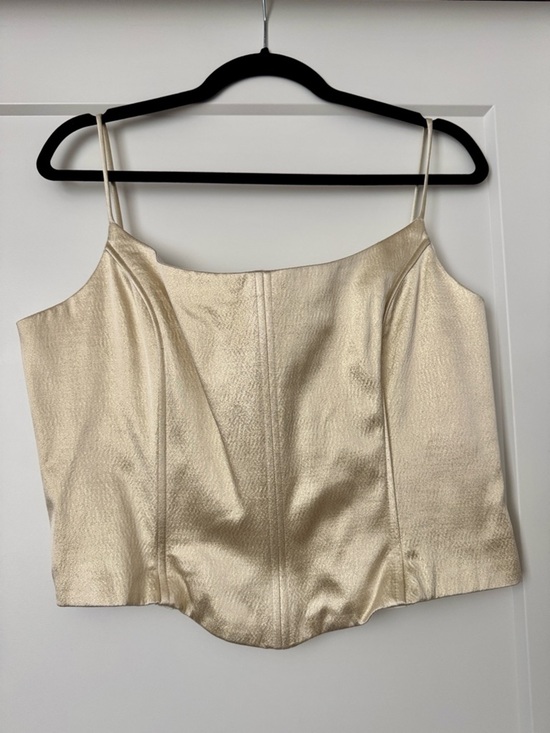Jessica McClintock Tops - Jessica McClintock Gunne Sax Metallic Champagne Gold Corset Top